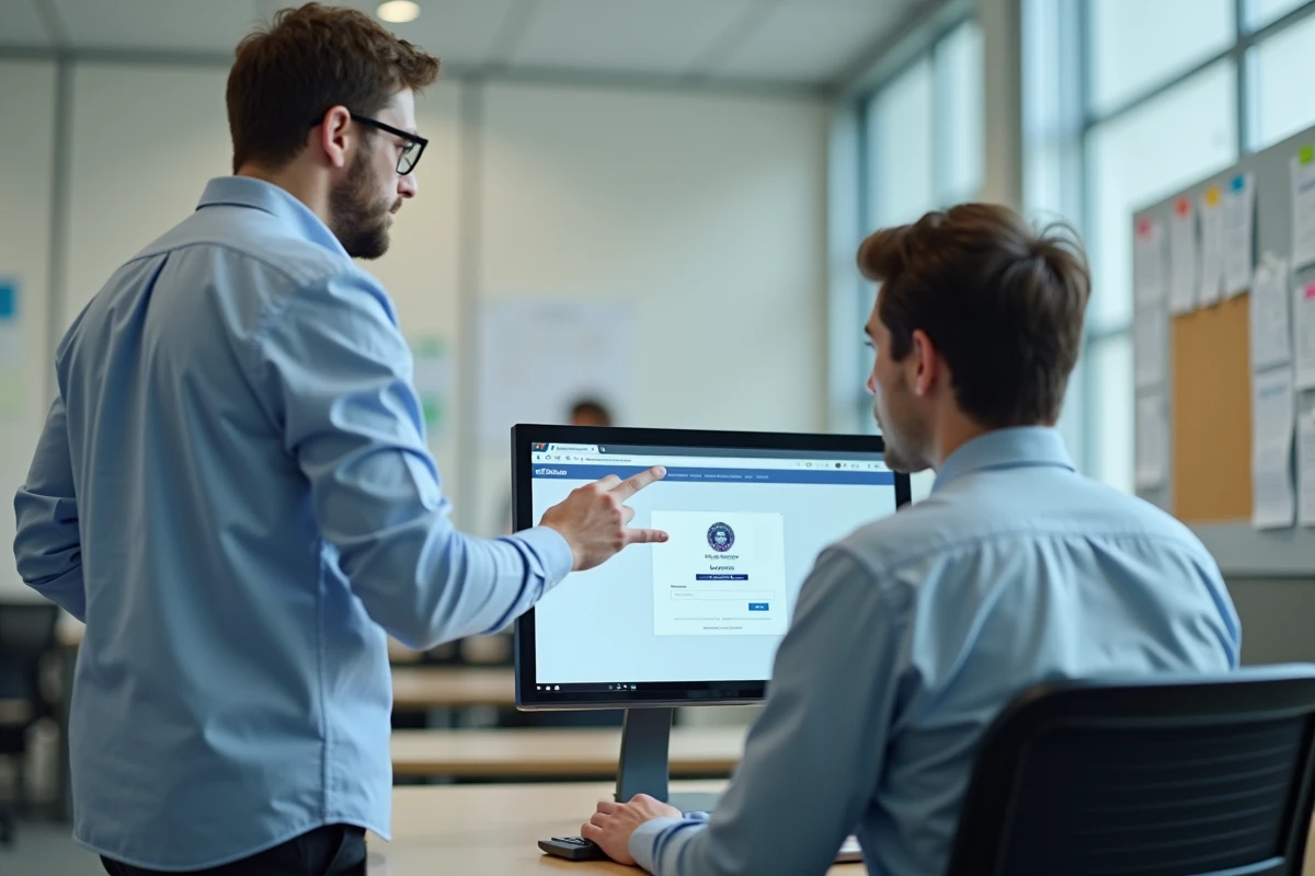 Agent du service informatique aidant un étudiant à se connecter à l'ENT de l'université Artois au guichet d'assistance