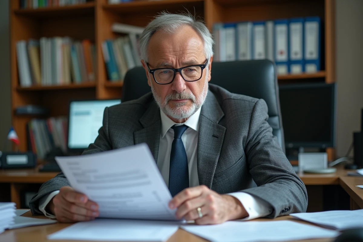 Directeur d'établissement scolaire analysant des documents officiels liés à la réforme du Pacte enseignant pour la rentrée 2026