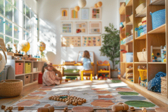 enfant explorant un environnement NIDO Montessori adapté à son développement