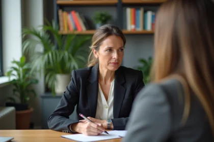 Femme attentive prenant des notes lors d'une réunion