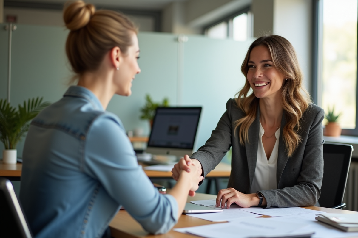 Femme confiante serrant la main d
