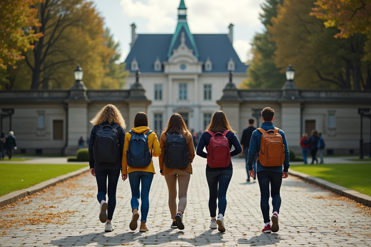 Groupe de jeunes marchant vers l