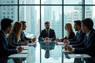 Groupe de professionnels en réunion d'affaires