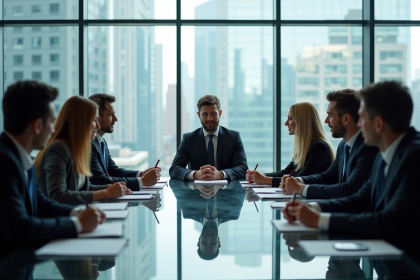 Groupe de professionnels en réunion d'affaires