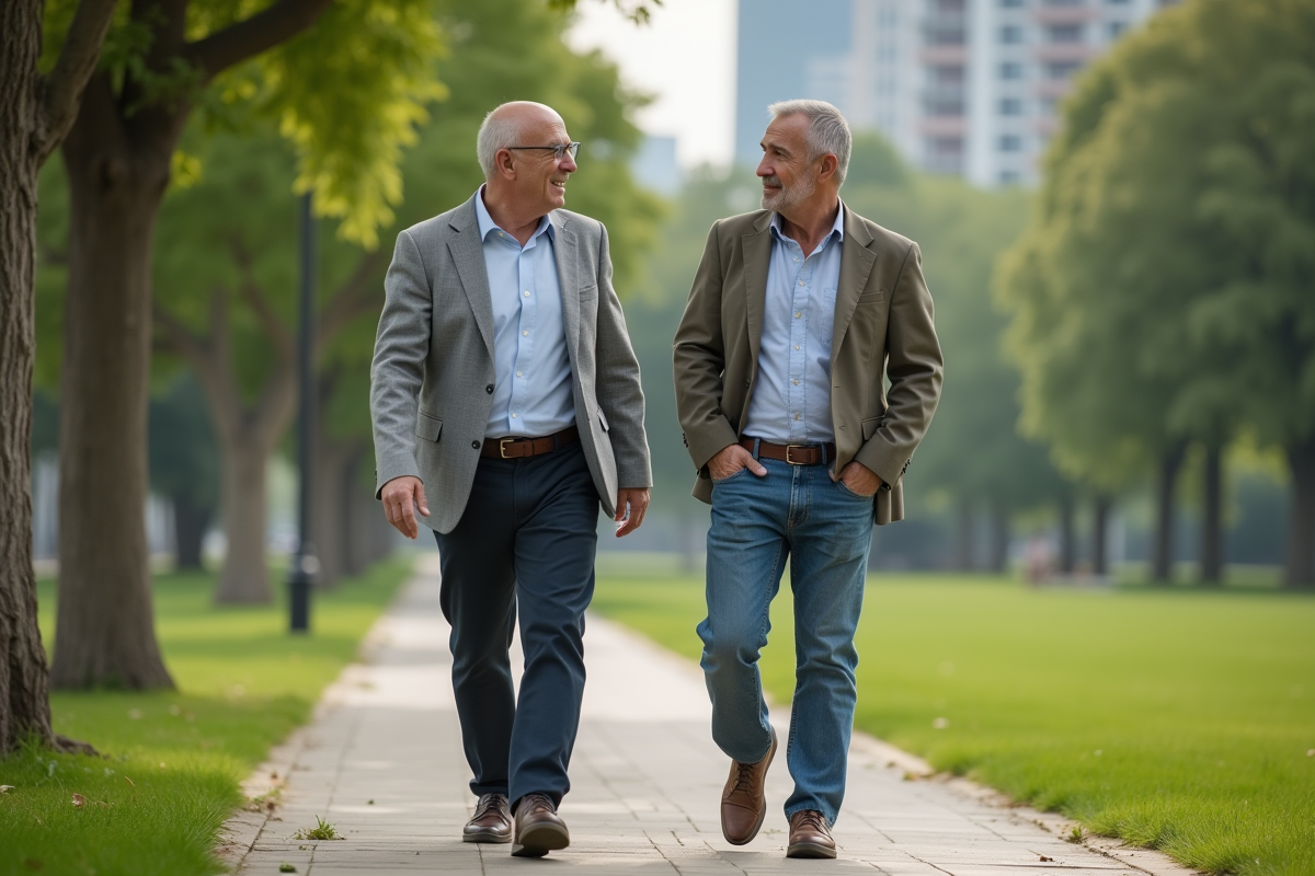 Homme discutant avec coach dans un parc urbain