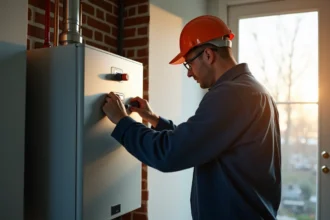 installateur thermique et sanitaire en pleine intervention sur un chantier