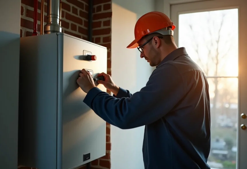 installateur thermique et sanitaire en pleine intervention sur un chantier