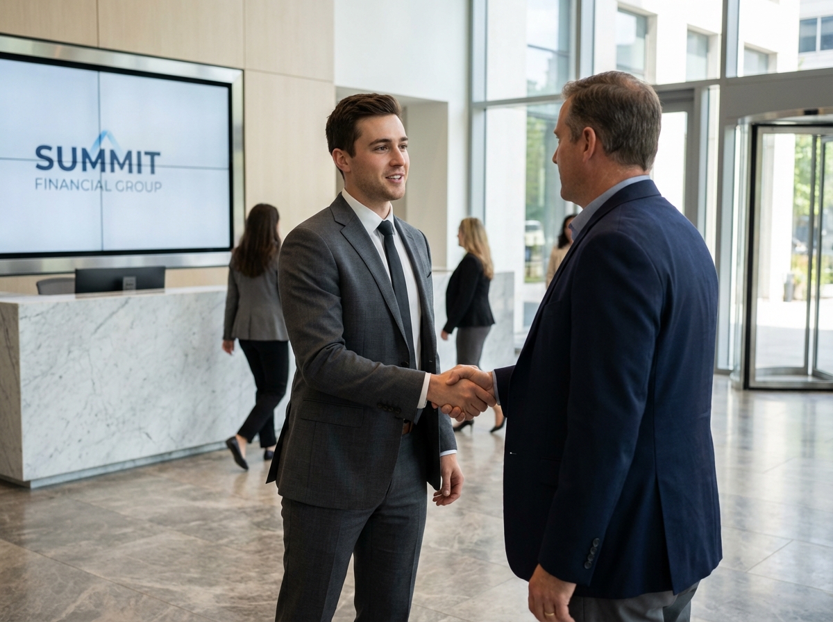 Conseiller financier serrant la main d